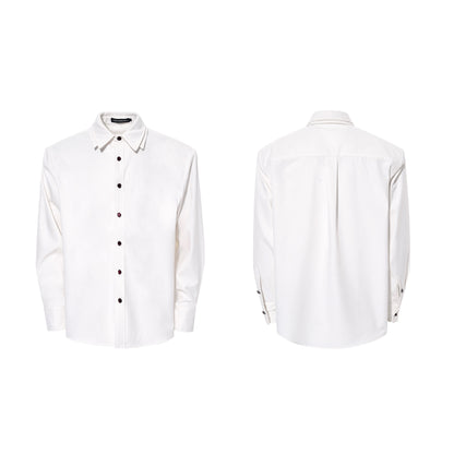 Double Collar Fleece Lining Shoulder-Pad Long Sleeve Shirt WN23265