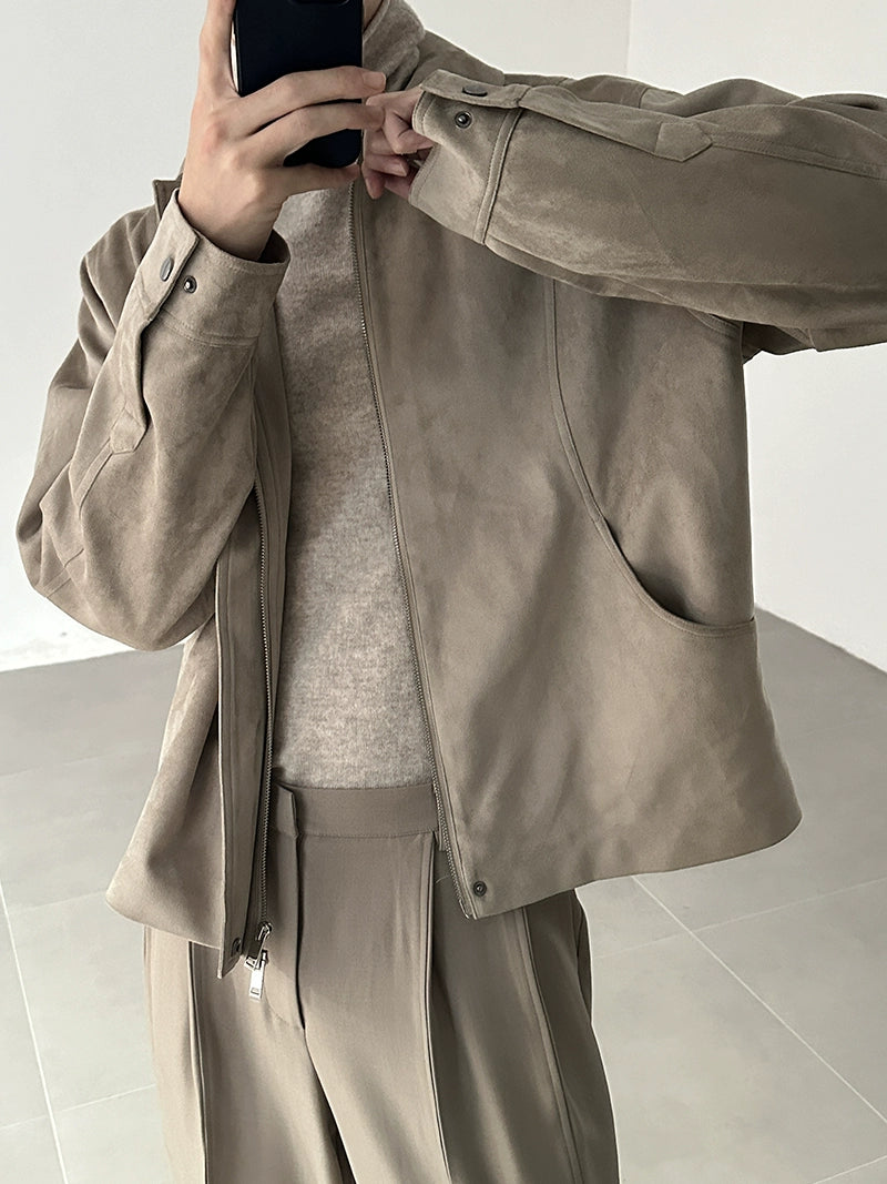 Suede Zipper Short Jacket WN21553