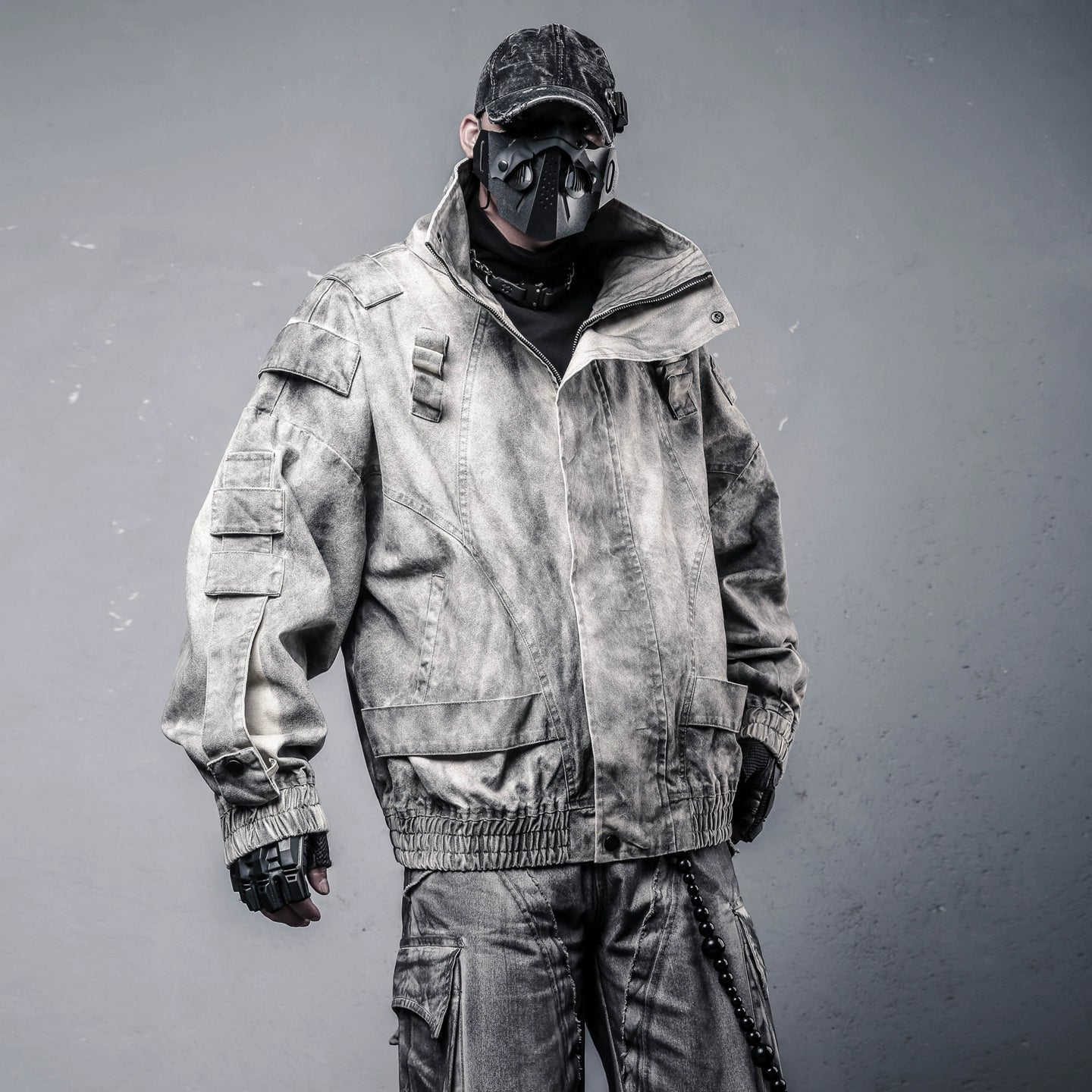 Damage Mix Wash Stand Neck Jacket WN22411