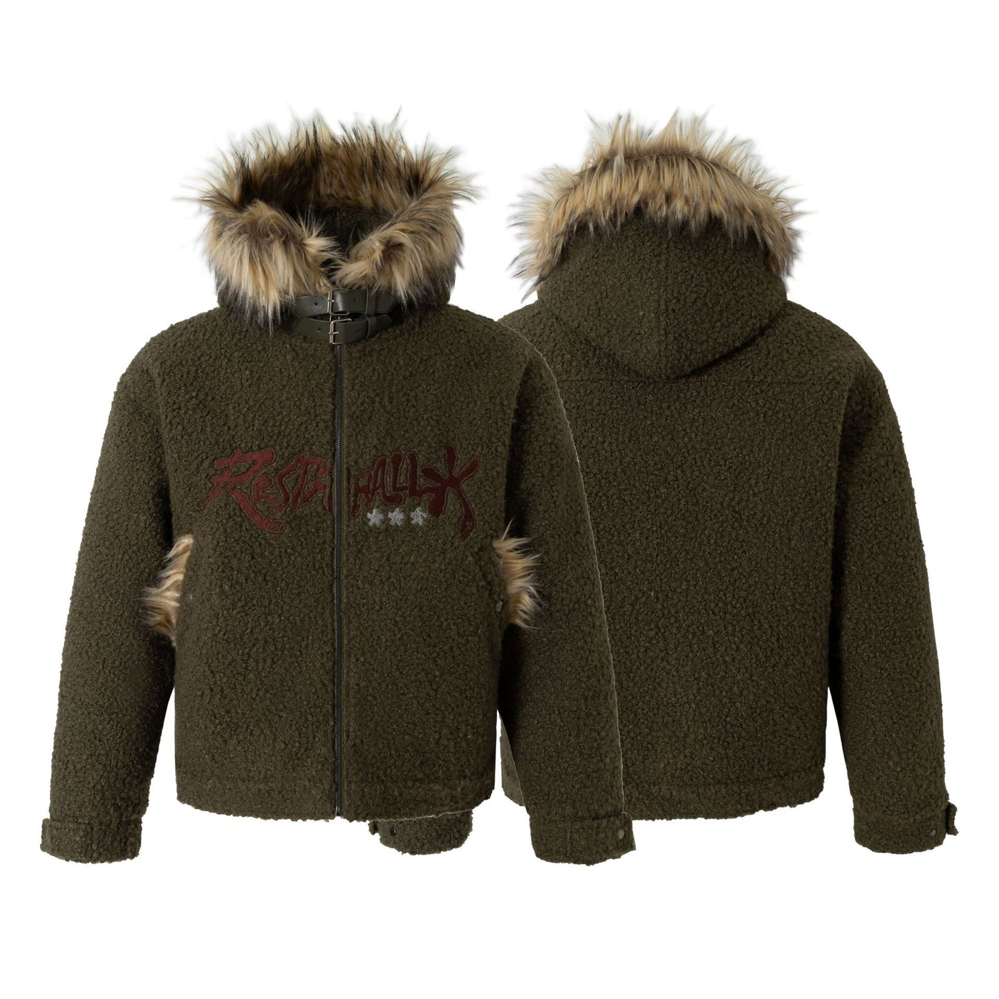 Embroidery Belted Design Hooded Puffer Jacket WN21936