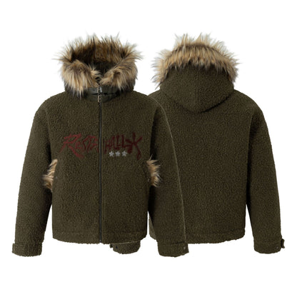 Embroidery Belted Design Hooded Puffer Jacket WN21936