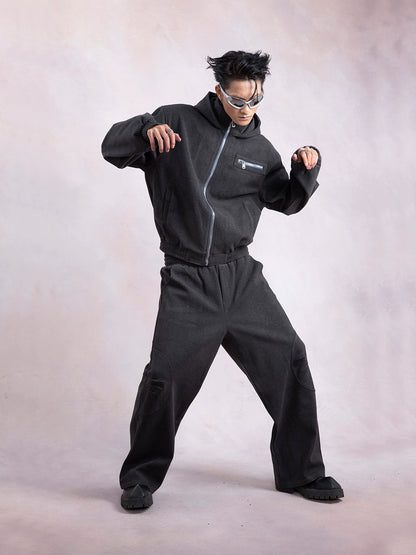 Stand-neck Zipper Hoodie & Sweatpants Setup WN9319