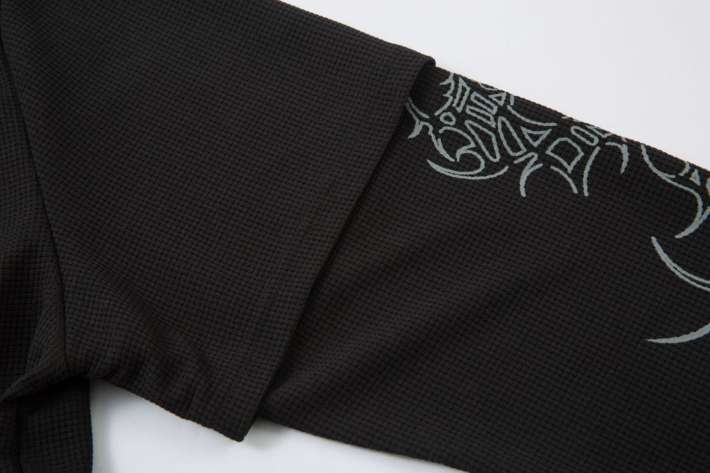 PU Leather Collar Thorn Print Fake Layered Long Sleeve Polo Shirt WN25550