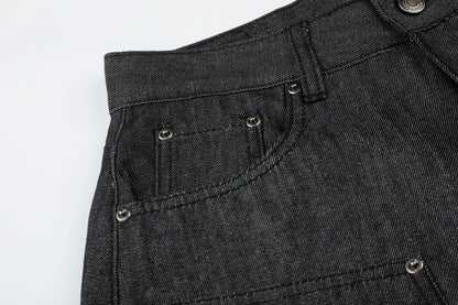 Raw Denim Rivet Wide Leg Half Pants WN26059