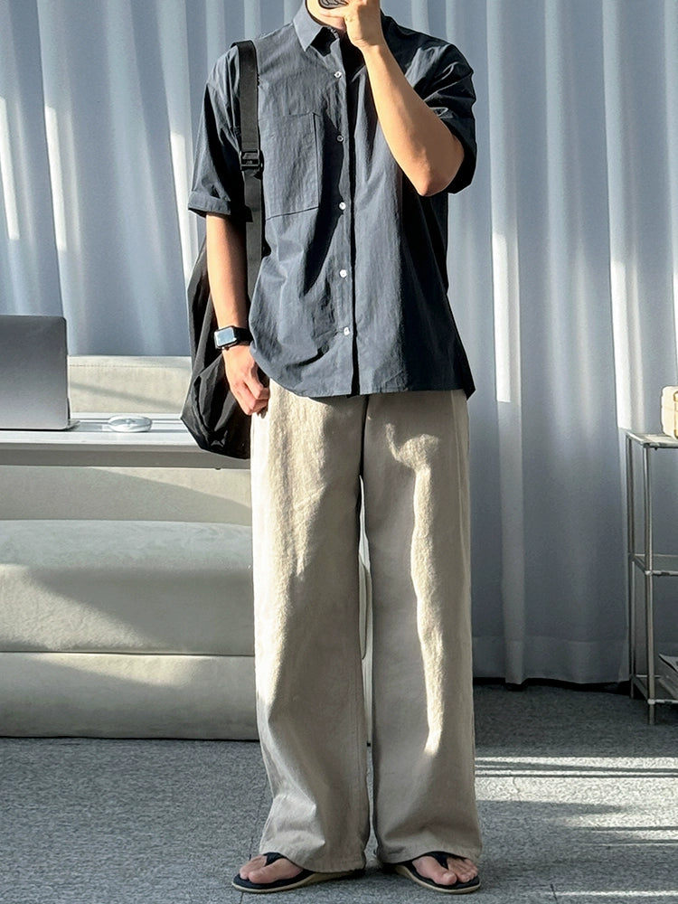 Solid Color Oversize Short Sleeve Shirt WN20285