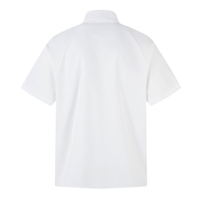 Stand Neck Zipper Structured Short Sleeve Shirt Jacket WN26873