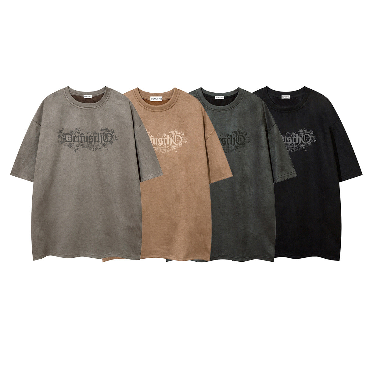 Suede Letter Print Short Sleeve T-Shirt WN25619