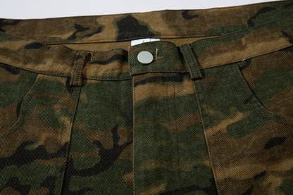 Camouflage Micro Flare Denim Jeans WN12694