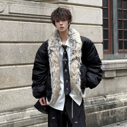 Fake Fur Collar Oversize Short Puffer Jacket WN23172