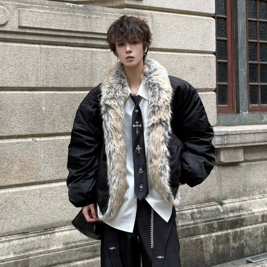 Fake Fur Collar Oversize Short Puffer Jacket WN23172