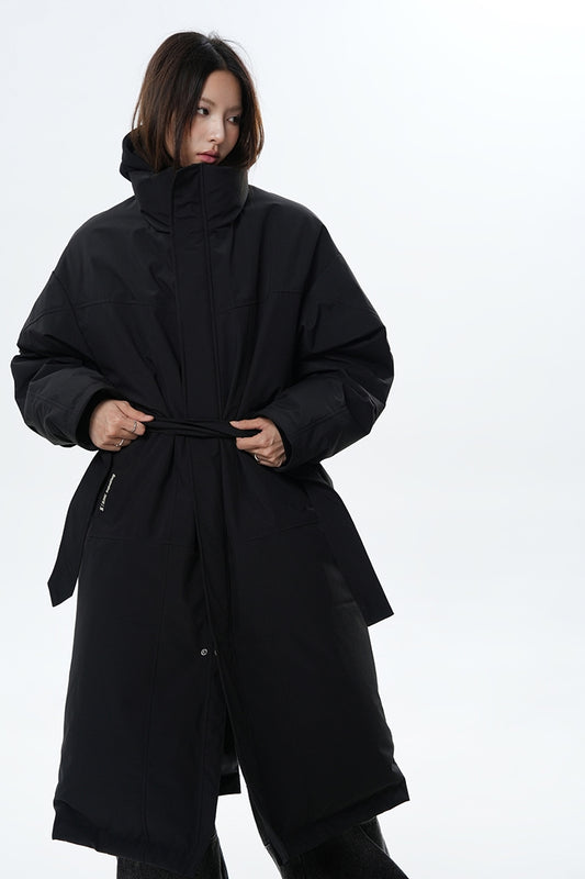 High-neck Oversize Belted Down Coat WN9811