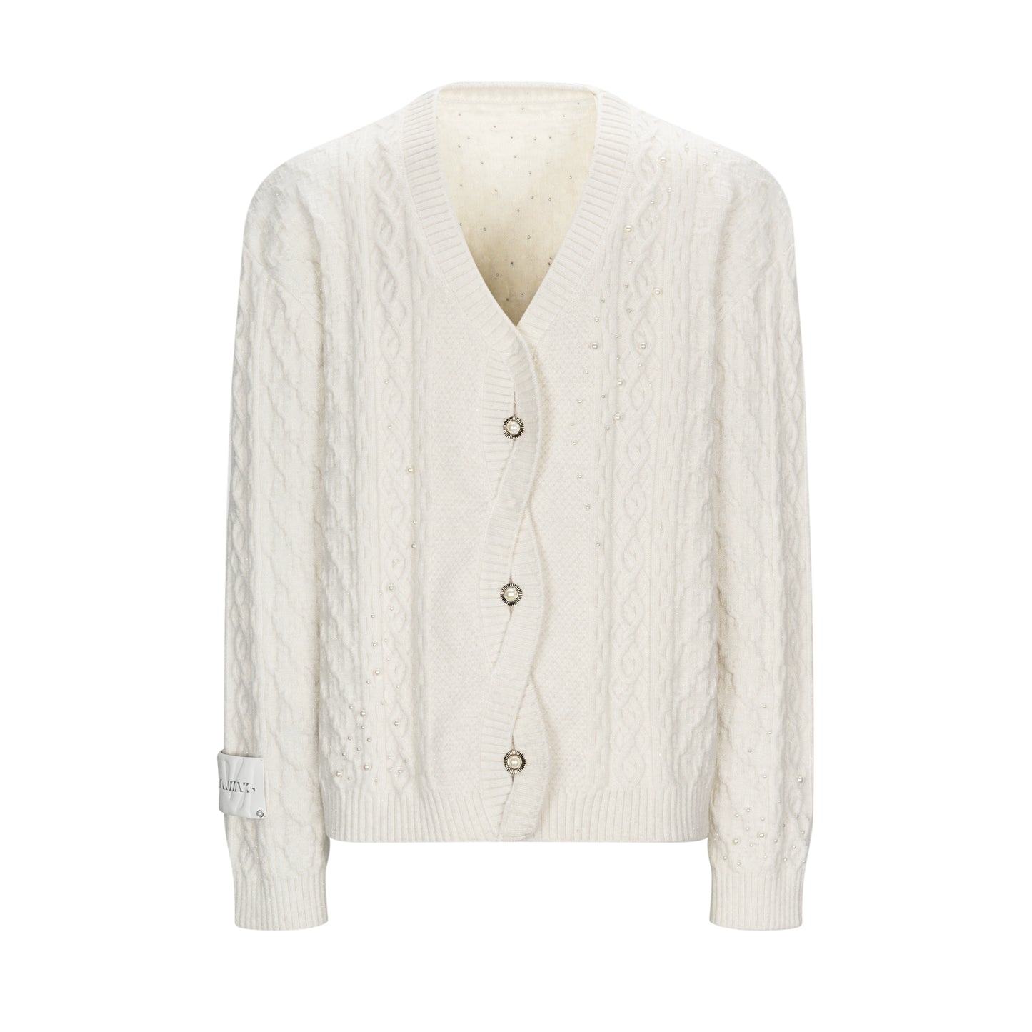 Pearl V-neck Cable Knit Cardigan WN10815