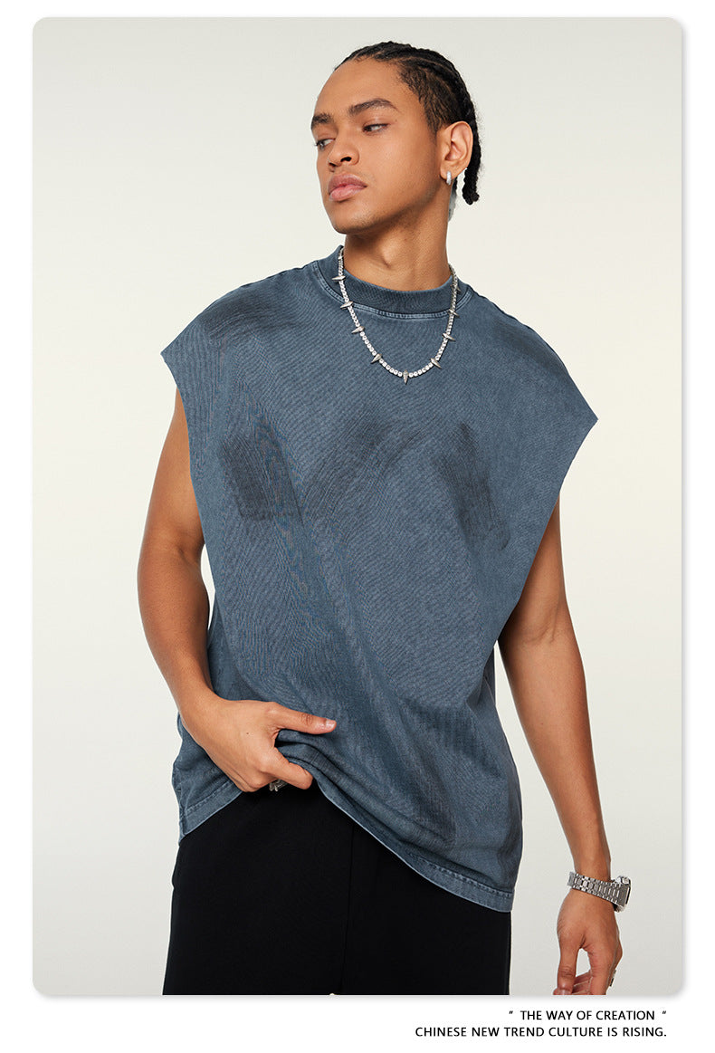 Washed Damage Oversize Tank Top T-shirt WN6440