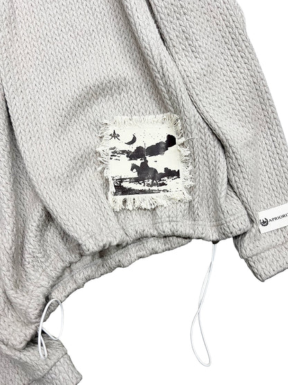Jacquard Appliqué Hooded Knit Sweater WN19021