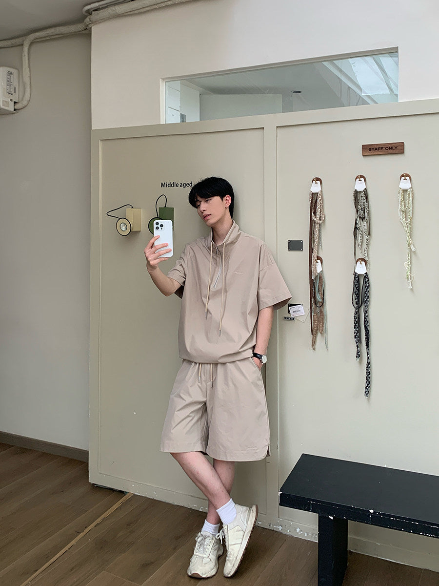Half-Zip Short Sleeve Shirt & Half Pants Setup WN25023 – WONDER NOAH