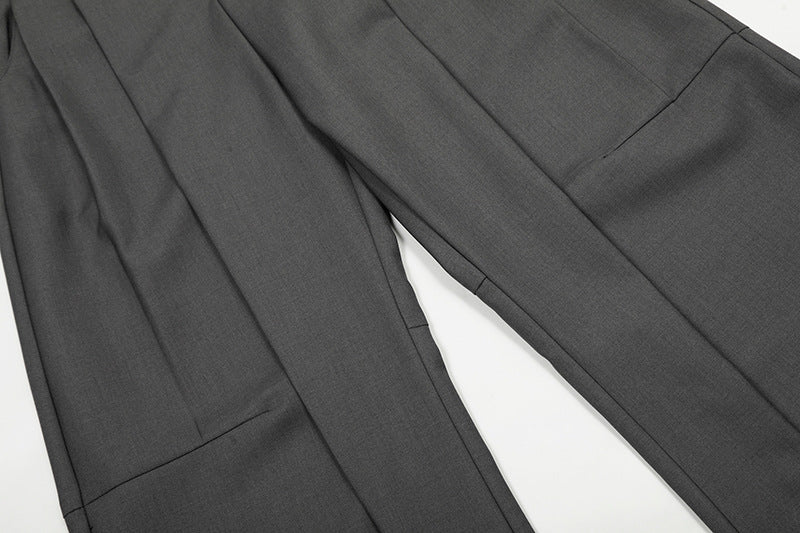 Pleats Curved Wide Leg Trousers WN18534