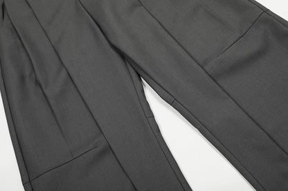 Pleats Curved Wide Leg Trousers WN18534