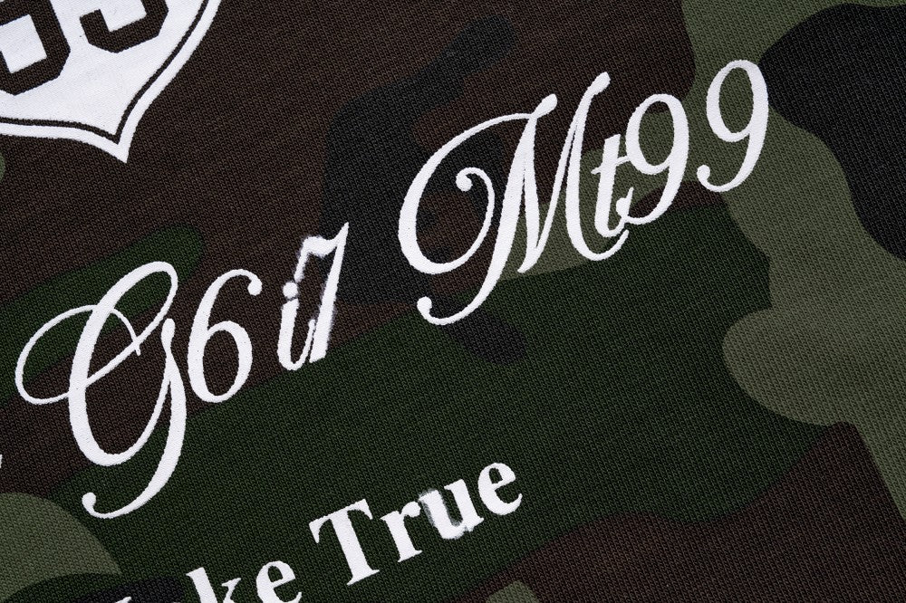 Camouflage Letter Graphic Short Sleeve T-Shirt WN28053