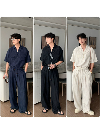 Linen Short Sleeve Shirt & Linen Pants Setup WN20422