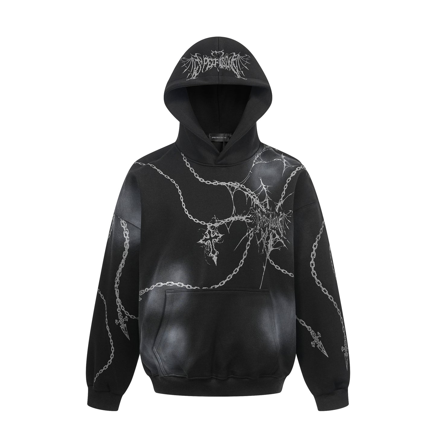 Subculture Cross Chain Print Tie-Dye Pullover Hoodie WN24256