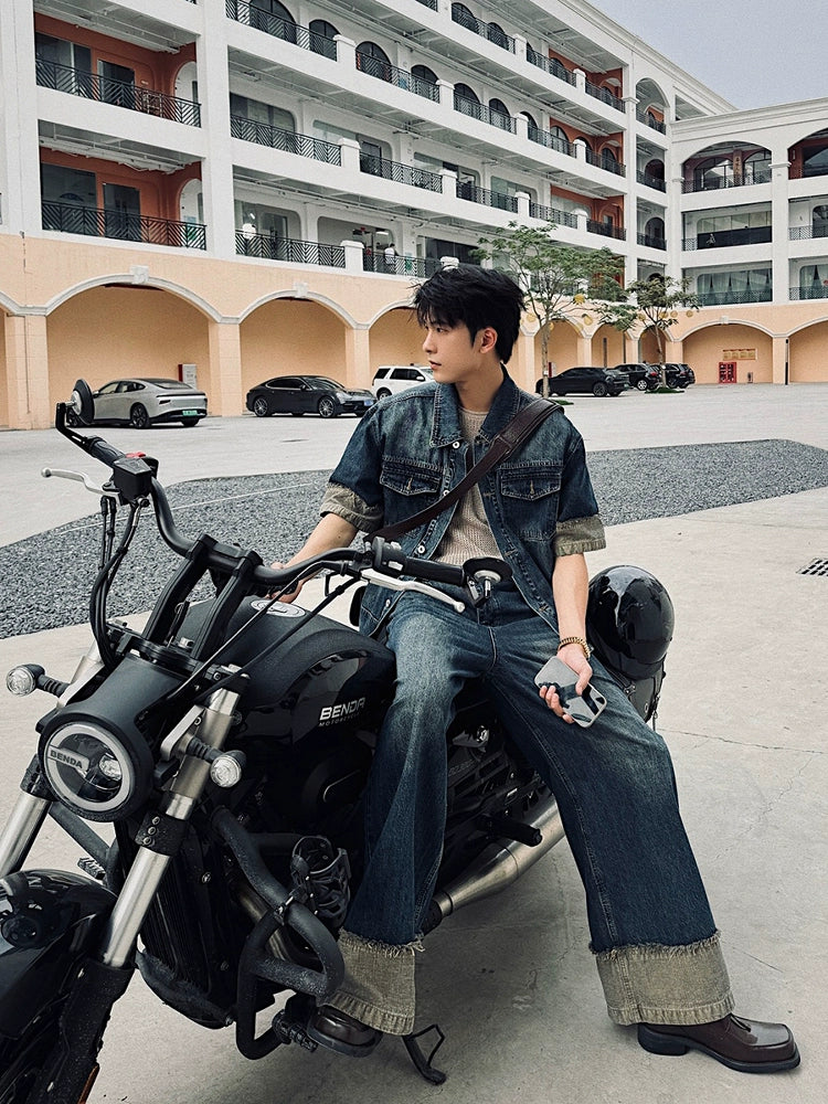 Short Sleeve Denim Shirt & Denim Jeans Setup WN20420