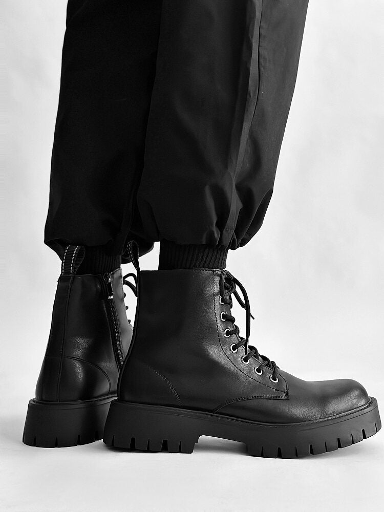 Chunky Platform 8-Eye Lace-Up Zipper Boots WN24533
