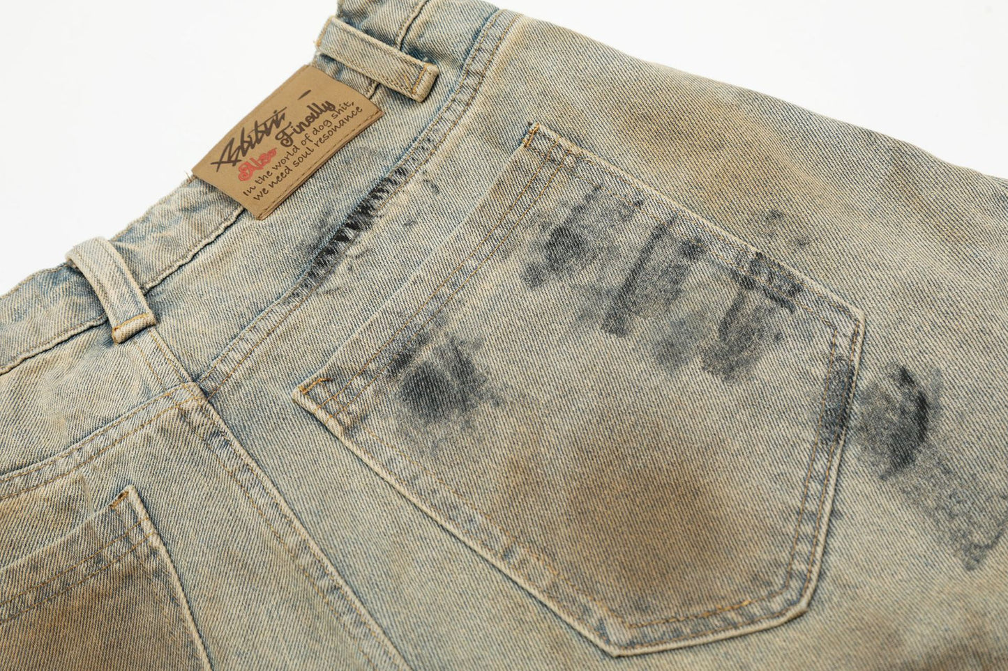 Washed Wide Leg Half Denim Jeans WN14098