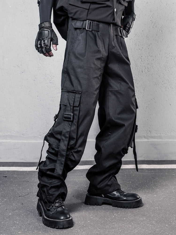 Functional Adjustable Cuffed Wide Leg Cargo Pants WN22521