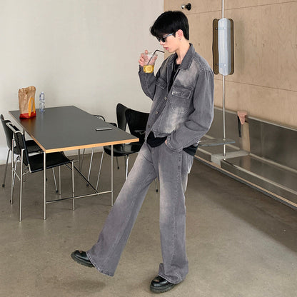 Washed Denim Jacket & Wide Leg Denim Jeans Setup WN24885