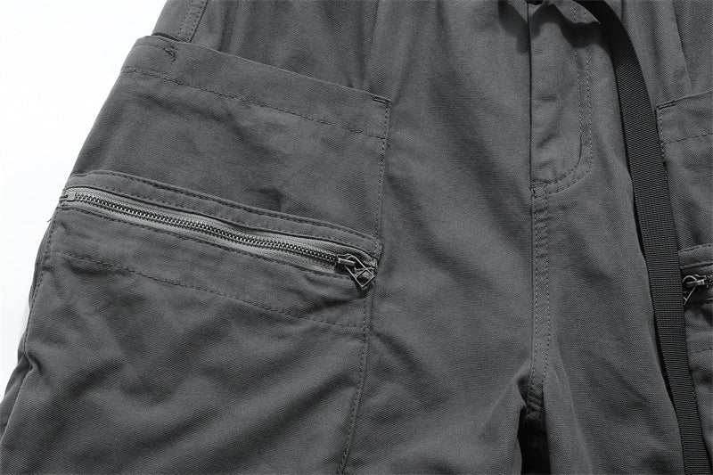 Washed Damage Zipper Cargo Half Pants WN26853