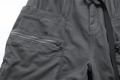 Washed Damage Zipper Cargo Half Pants WN26853