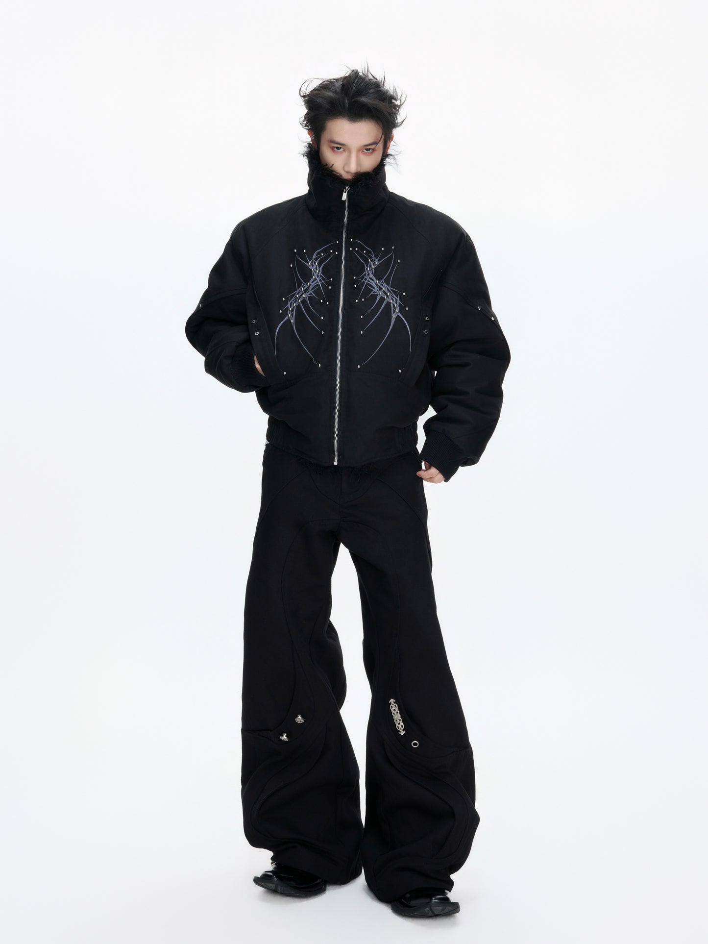 Fake Fur Embroiderey Puffer Jacket WN22668