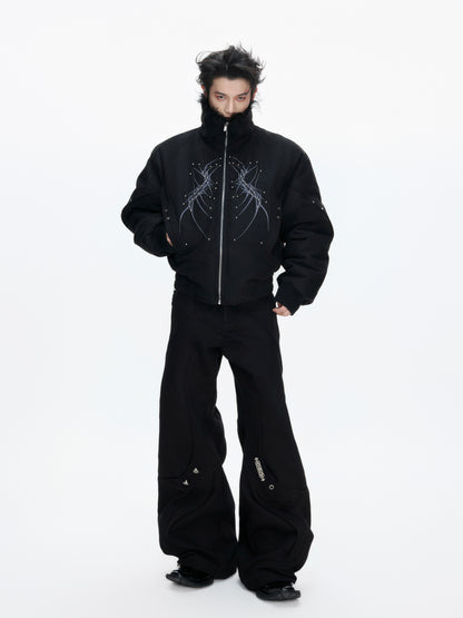 Fake Fur Embroiderey Puffer Jacket WN22668