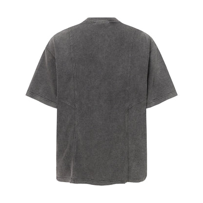 Waffle Henley Zipper Oversize Short Sleeve T-Shirt WN26900