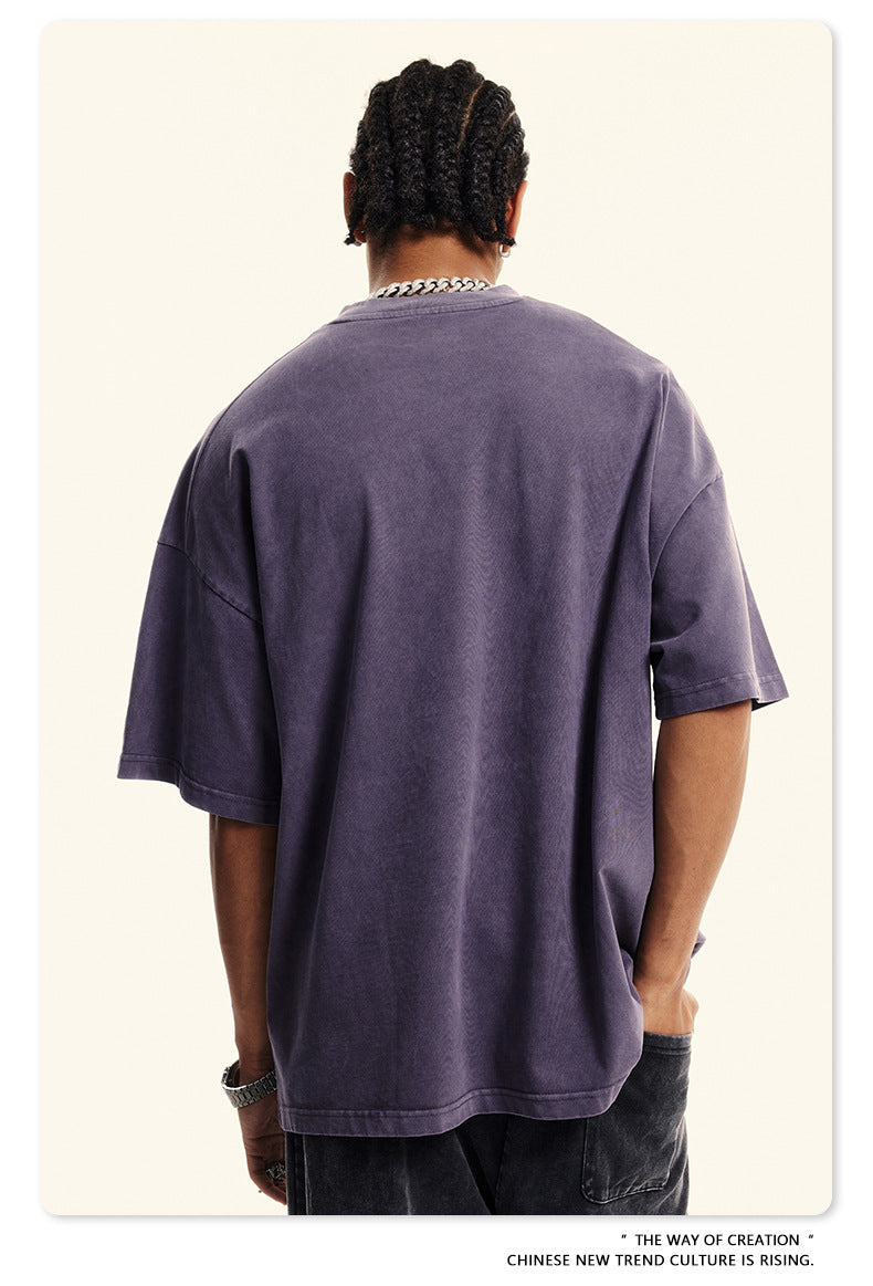 Washed Print Oversize Short-sleeve T-shirt WN6422