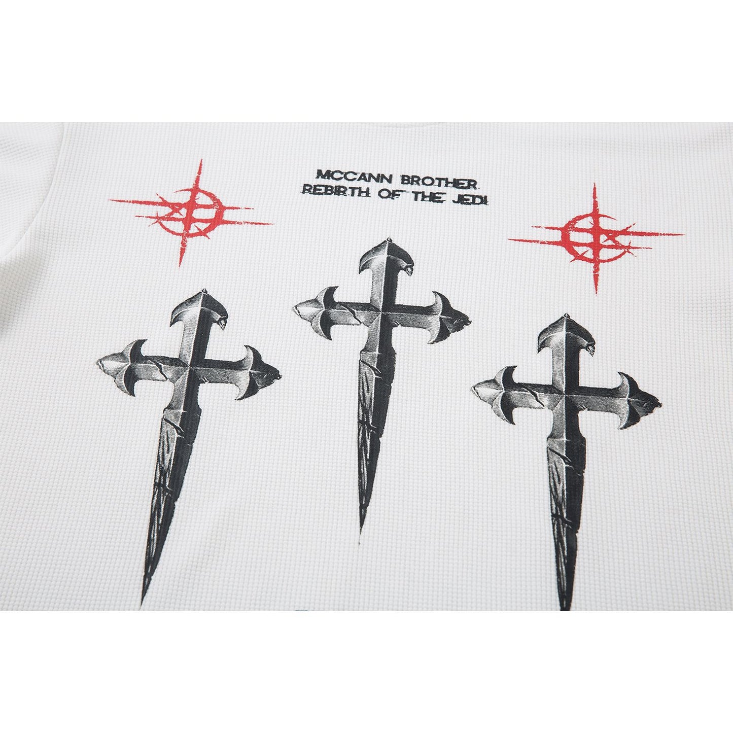 Cross Graphic Print Waffle Long Sleeve T-Shirt WN25984