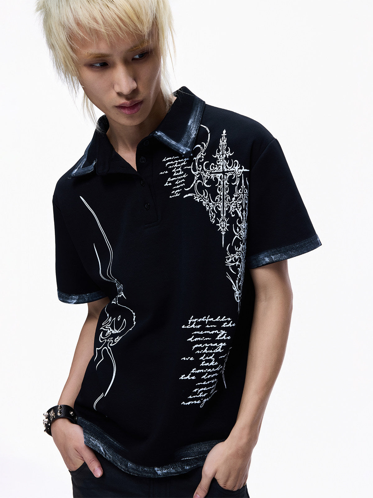 Print Cropped Short Sleeve Polo Shirt WN27275