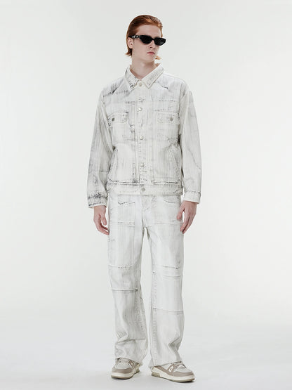 Dirty Wash Design Oversize Denim Jacket WN17569