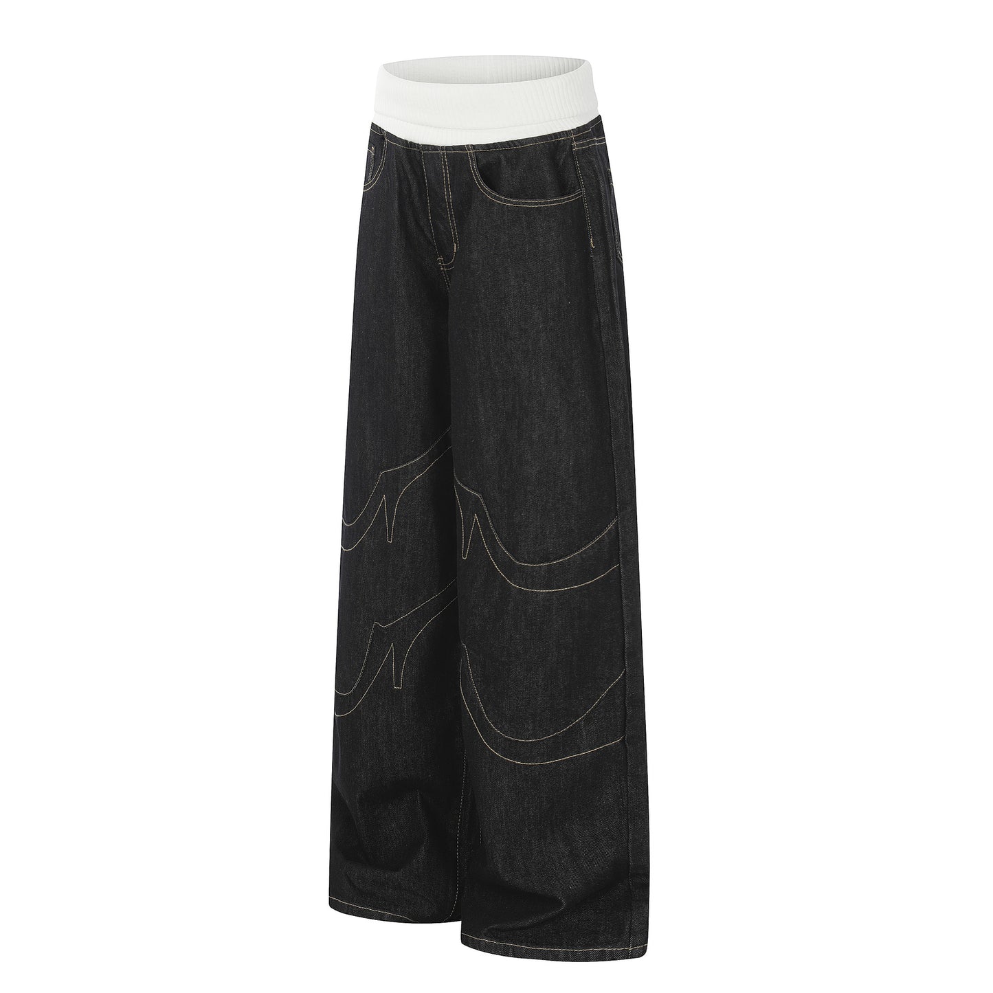 Deconstruction Patchwork Wide Leg Denim Jeans WN25851