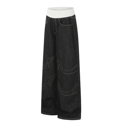 Deconstruction Patchwork Wide Leg Denim Jeans WN25851