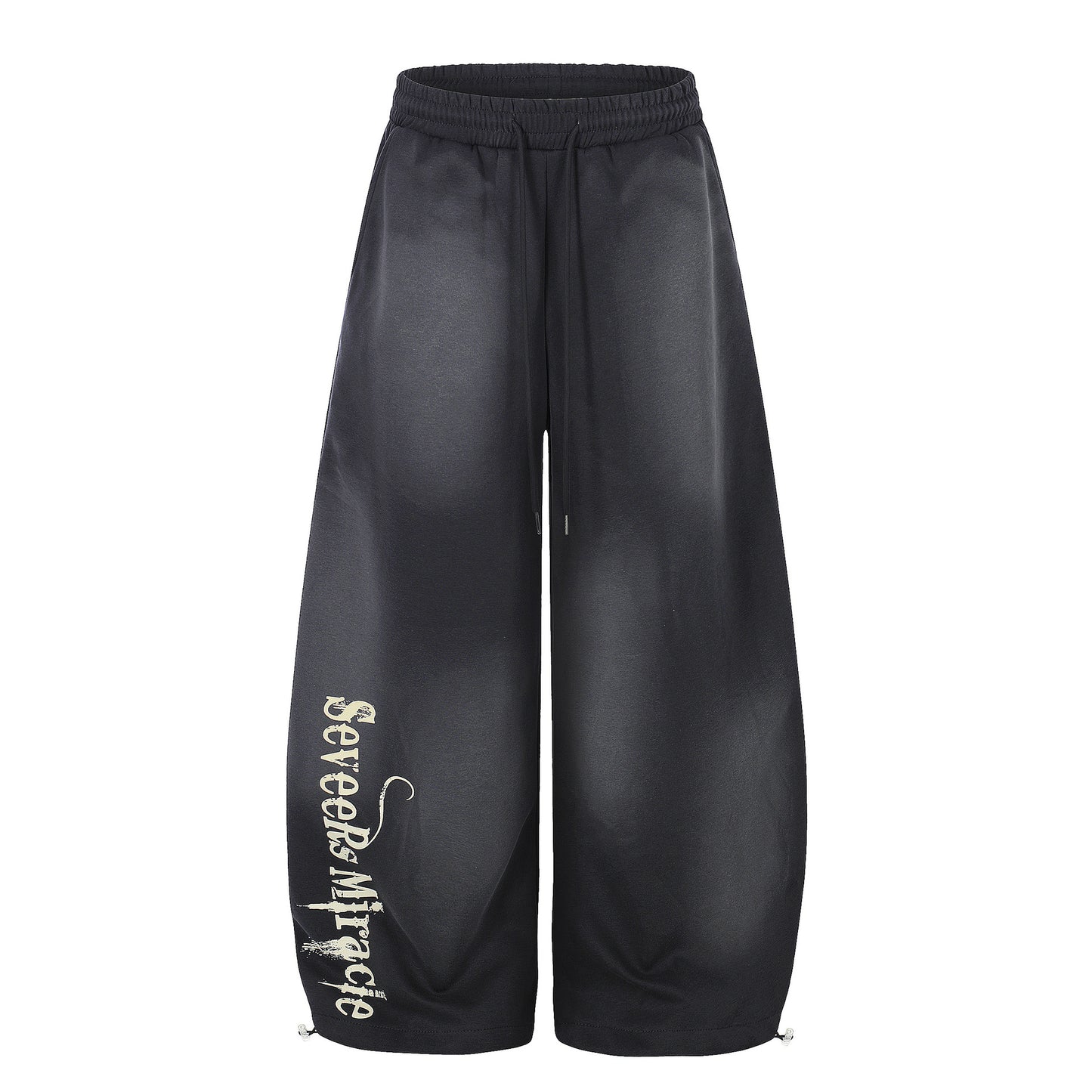 Washed Gradient Logo Print Wide Leg Sporty Pants WN25526
