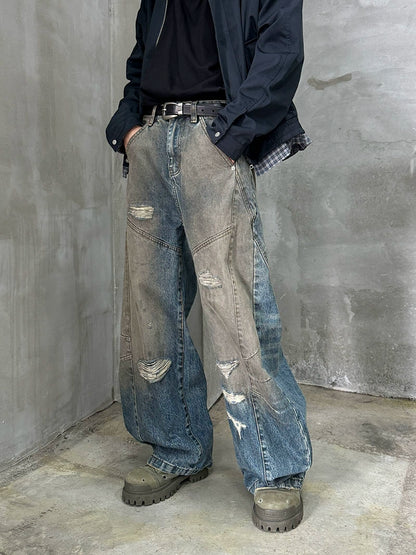 Damage Design Wide Leg Denim Jeans WN21169