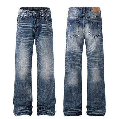 Whisker Washed Flare Denim Jeans WN25956