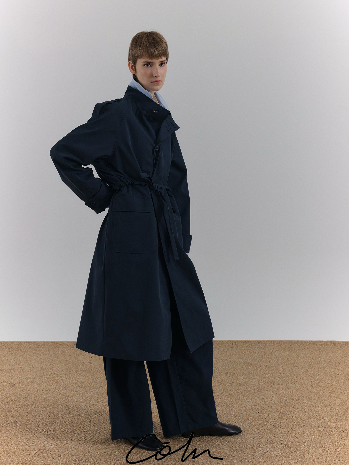 Fake Layered Back Flap Trench Coat WN21640