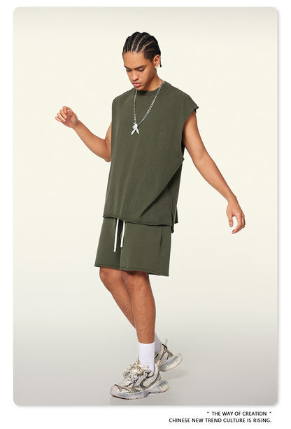 Washed Oversize Sleeveless T-Shirt WN6069