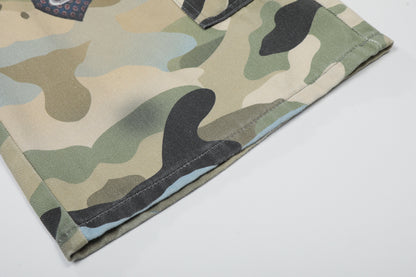 Camouflage Chain Charm Cropped Half Pants WN25539