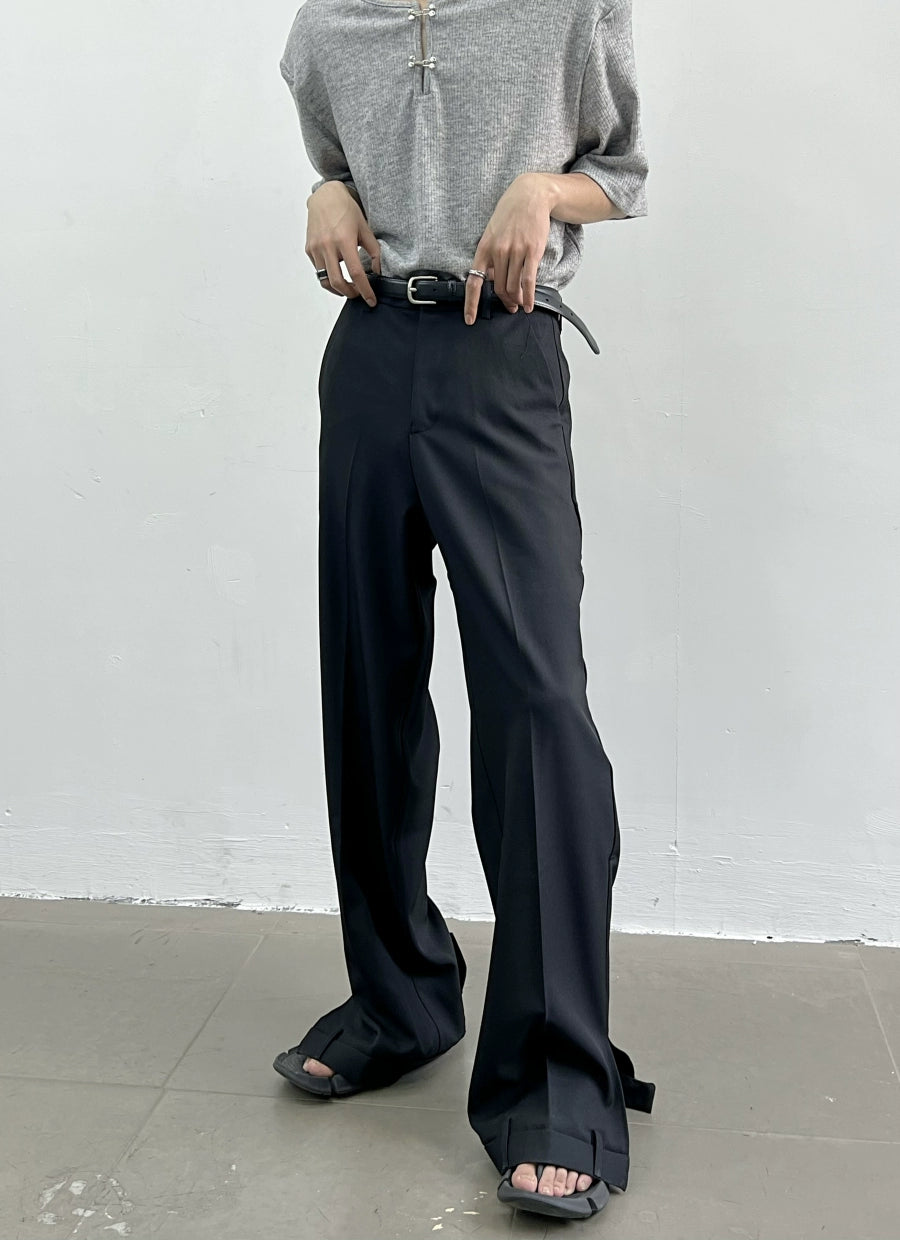 Reverse Design Split Straight Leg Trousers WN7350