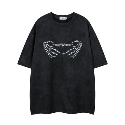 Skeleton Print Oversize Short Sleeve T-Shirt WN15115