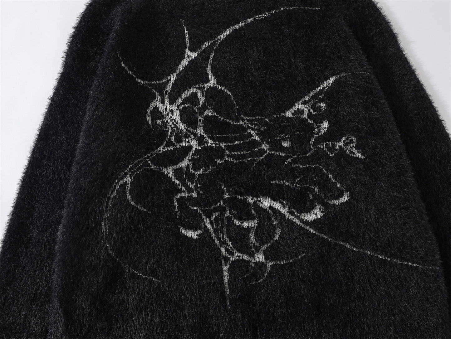 Fake Mink Fleece Letter Embroidery Oversize Knit Sweater WN11580