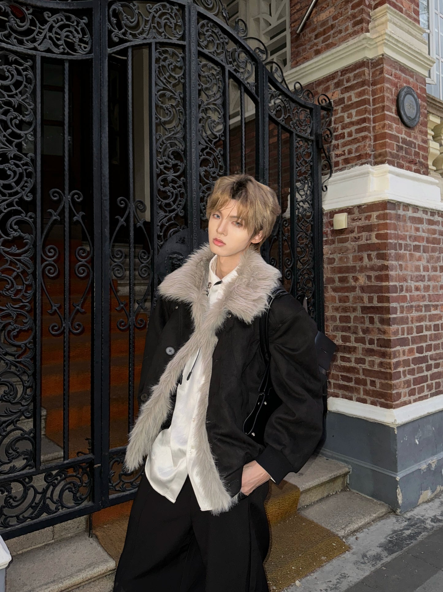 Suede Fake Fur Collar Thick Puffer Jacket WN20727